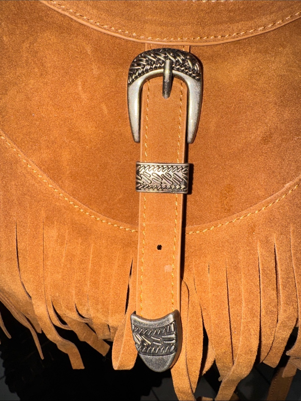 Fringe Suede Crossbody Bag - Brown - Picture 3 of 5